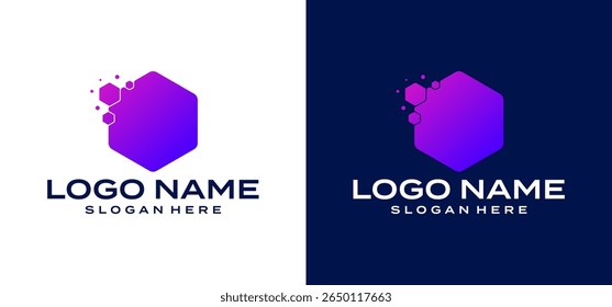 Illustration der digitalen Hexagon-Technologie. IT-Logo-Vektor mit luxuriösen Farbverlauf-Farben.