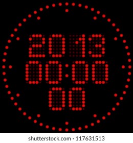 Illustration of the digital led clock with calendar