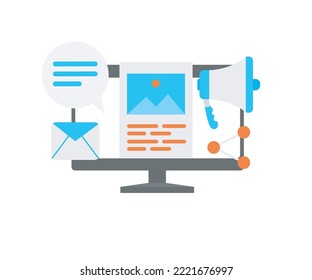 Illustration of digital marketing with pictures as media Suitable for landing page, flyers, Infographics, And Other Graphic Related Assets-vector