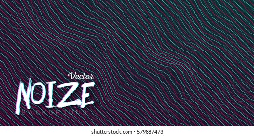 Illustration of Digital Noize Glitch Lines Background. Music Signal Wave Distortion Vector Template