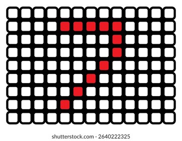 illustration of a digital number in the form of a red box surrounded by a white box with a black border. digital number