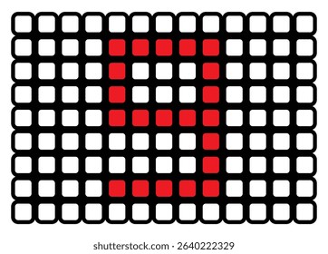 illustration of a digital number in the form of a red box surrounded by a white box with a black border. digital number