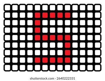 illustration of a digital number in the form of a red box surrounded by a white box with a black border. digital number