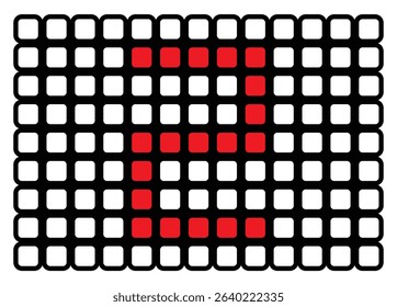 illustration of a digital number in the form of a red box surrounded by a white box with a black border. digital number