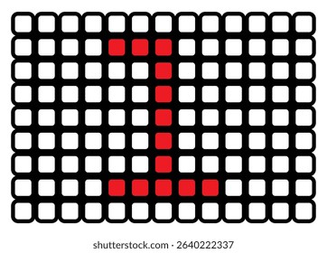 illustration of a digital number in the form of a red box surrounded by a white box with a black border. digital number