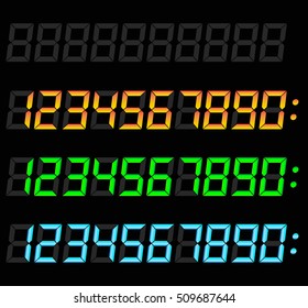 Illustration of digital numbers set on black background