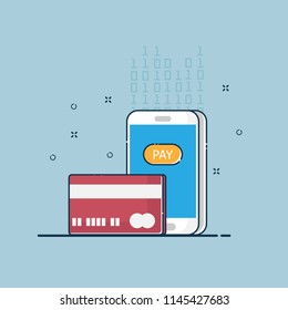 illustration of digital online payment vector flat design
