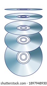 Illustration of digital optical compact disc set