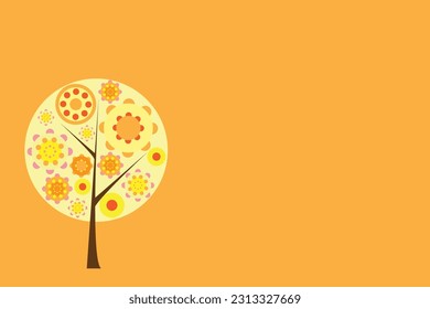 An illustration of digital tree on an orange background