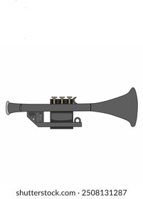 Illustration of a digital trumpet featuring a unique modern design. Perfect for music technology, innovation, and futuristic instrument concepts