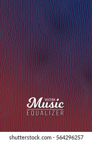 Illustration of Digital Wave Equalizer. Sound Noize Wave Distortion Graph. Music Pulse Audio Frequency Background