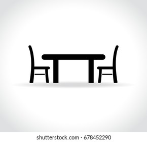 Illustration of dining table on white background