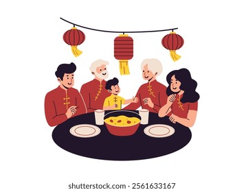 Illustration of an Dinner Chinese New Year Character