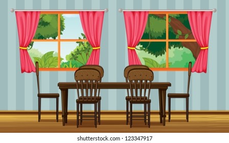 Illustration eines Esstischs in einem Raum