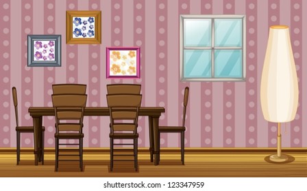Ilustración de una mesa de comedor en una sala