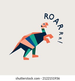 illustration with dino, vector design for paper, fabric and other surface