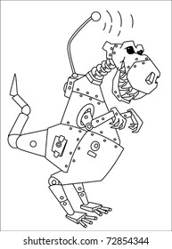 illustration of a dinorobot outlined