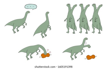 Illustration of dinosaur Eoraptor - set