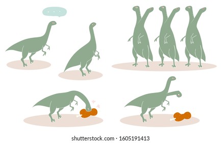 Illustration of dinosaur Eoraptor - set