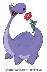 illustration of a dinosaur and flower