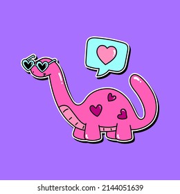 ILLUSTRATION OF A DINOSAUR WITH GLASSES, SLOGAN PRINT VECTOR