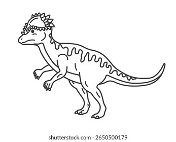 Illustration of the dinosaur Pachycephalosaurus (line drawing).