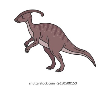 Ilustração do dinossauro Parasaurolophus (desenho a cores).