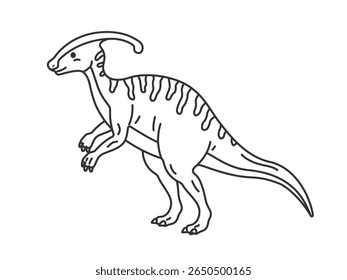 Ilustração do dinossauro Parasaurolophus (desenho).