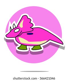 Illustration of a dinosaur with pink circle background