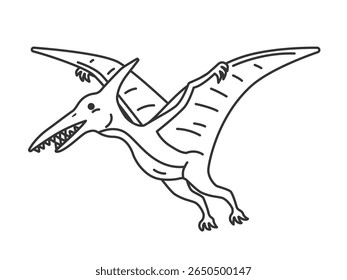 Illustration of the dinosaur Pteranodon (line drawing).