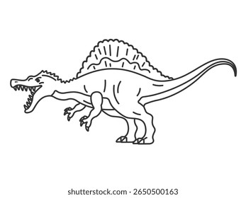 Ilustração do dinossauro Spinosaurus (desenho).