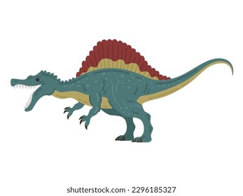 Illustration of the dinosaur Spinosaurus, viewed from the side.