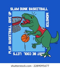 illustration dinosaur t rex basketball player