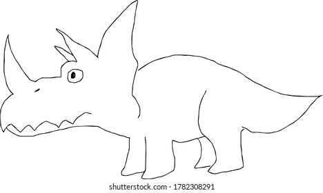 Illustration of a dinosaur. Toon. Triceratops. Vector