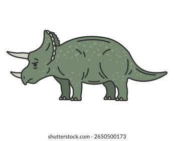 Ilustração do dinossauro Triceratops (desenho a cores).