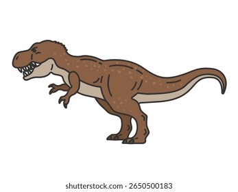 Illustration of the dinosaur Tyrannosaurus (color line drawing).