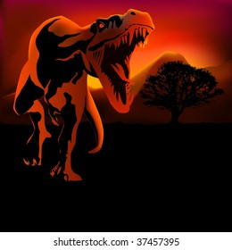 Illustration with an dinosaur vector