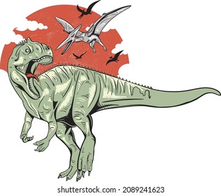 Illustration of Dinosaurs with Unique Gesture
