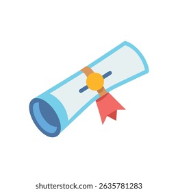 Illustration of a diploma scroll against a White Background