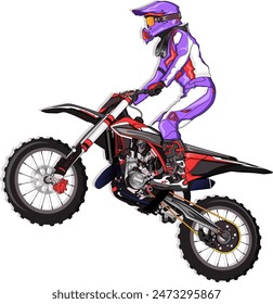 Illustration of a dirt bike vector with a neat arrangement of layers from line art to coloring 