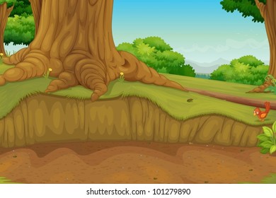 Illustration of a dirt path in the woods