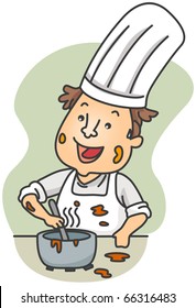 Illustration of a Dirty Chef Preparing Food