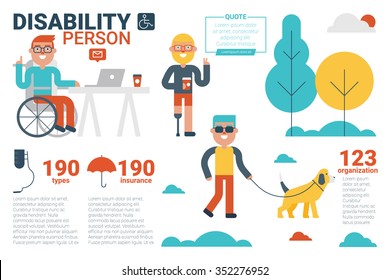 Illustration Of Disability Person Infographic Concept With Icons And Elements