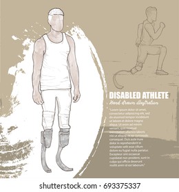 Ilustração de atleta com deficiência no design de fundo