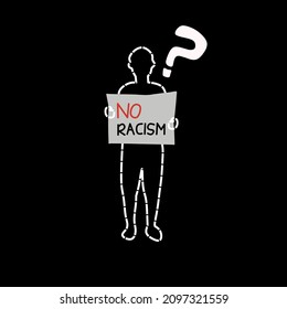 illustration of disappearance of people isolated on black background .anti-racism demonstration