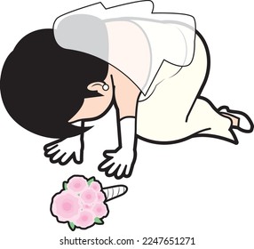 Ilustración de una novia decepcionada