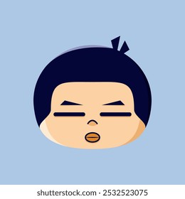 Illustration of a disappointed emoticon. Suitable for stickers, children's book icons, and completing a graphic design work