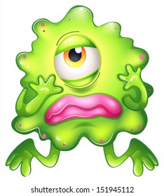 Illustration of a disappointed monster on a white background
