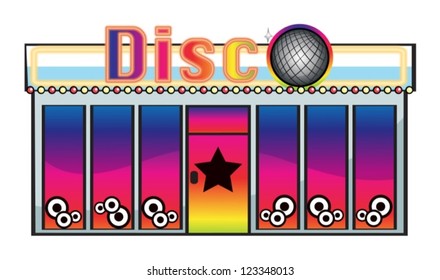 Illustration of a disc store on a white background