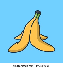 Illustration of discarded banana peel design. Isolated food design. Suitable for landing pages, stickers, book covers and icons